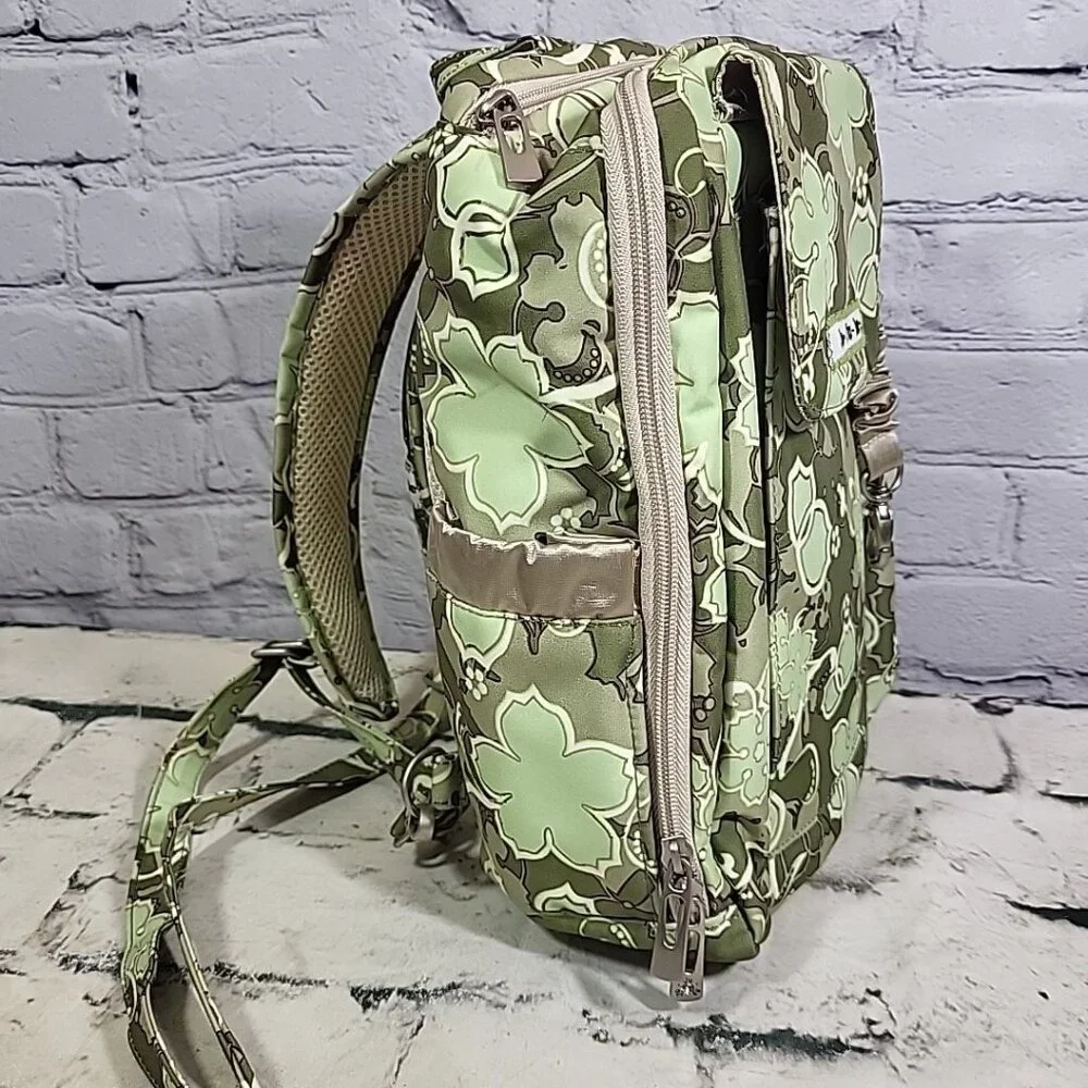 Ju-Ju-Be PackaBe‎ Diaper Bag Backpack Mint Julep Green Print Multi-Pocket